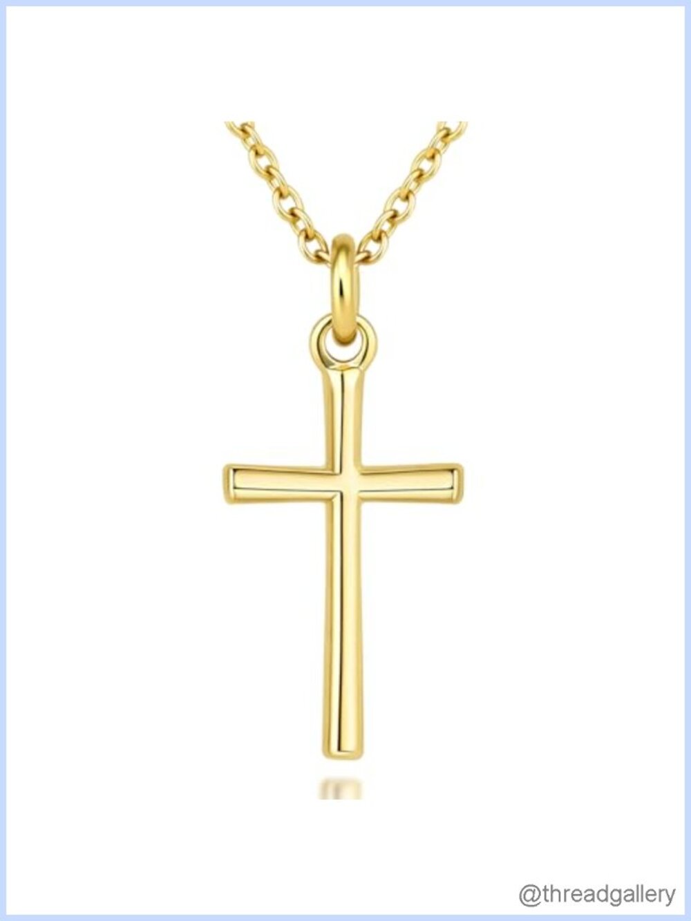 18K Gold Plated S925 Silver Cross Necklace 2mm Cable Chain 18" Pendant